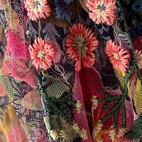 NWT Johnny Was Locust Mesh Blouse Embroidered Floral Garden Top Shirt Size Large - Picture 9 of 16